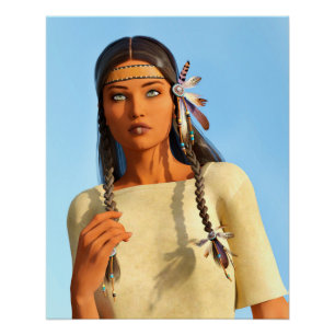 Schöne indianische Frau Indigene Kleidung Poster