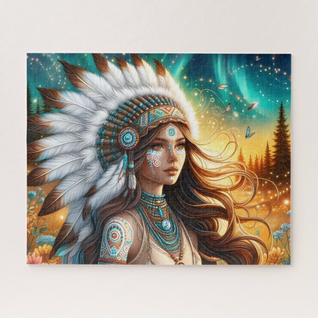 Schöne indianische spirituelle Frau Puzzle (Horizontal)