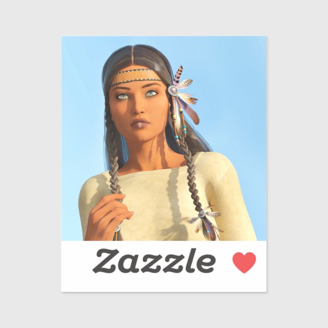 Schöne indigene Amerikanerin Aufkleber (Blatt)