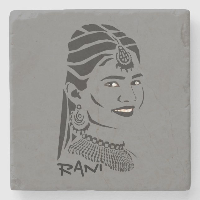 Schöne indische Rani-Marmormatte Steinuntersetzer (Vorderseite)