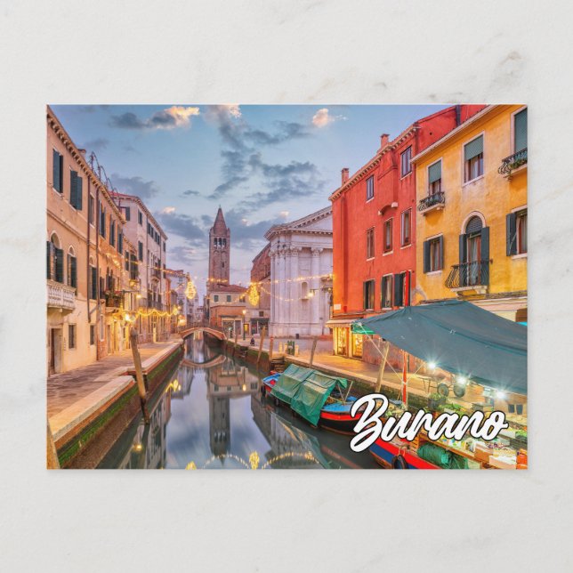 Schöne Insel Burano, Italien Postkarte (Vorderseite)