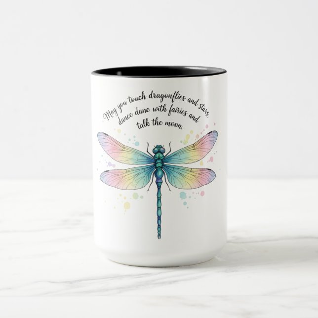 Schöne inspirierende Libellen-Zitate Tasse (Zentrum)