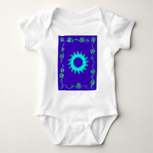 Schöne Iridescent Blue Floral Art Ölgemälde Baby Strampler