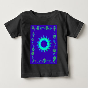 Schöne Iridescent Blue Floral Art Ölgemälde Baby T-shirt