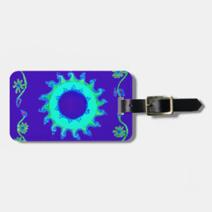 Schöne Iridescent Blue Floral Art Ölgemälde Gepäckanhänger