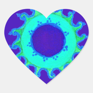 Schöne Iridescent Blue Floral Art Ölgemälde Herz-Aufkleber