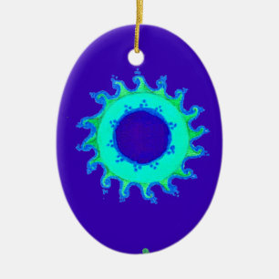 Schöne Iridescent Blue Floral Art Ölgemälde Keramik Ornament