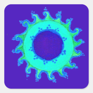 Schöne Iridescent Blue Floral Art Ölgemälde Quadratischer Aufkleber