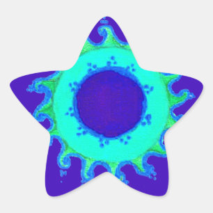 Schöne Iridescent Blue Floral Art Ölgemälde Stern-Aufkleber