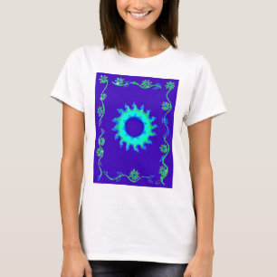 Schöne Iridescent Blue Floral Art Ölgemälde T-Shirt