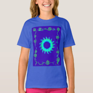 Schöne Iridescent Blue Floral Art Ölgemälde T-Shirt
