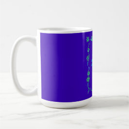 Schöne Iridescent Blue Floral Art Ölgemälde Tasse