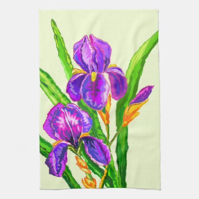 Schöne Iris Blume Handtuchfeder Geschirrtuch (Vertikal)