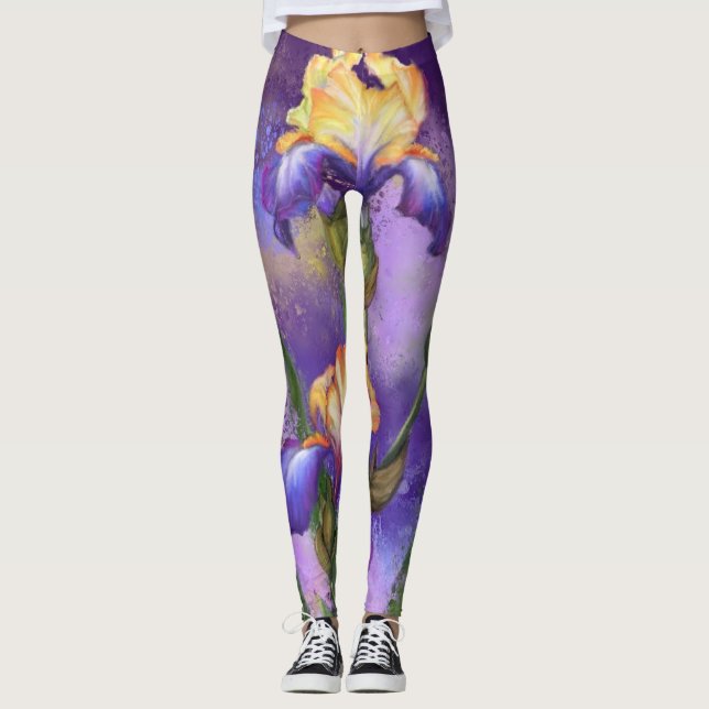 Schöne Iris Blume - Migned Art Malerei Leggings (Vorderseite)