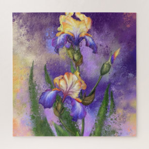 Schöne Iris-Blume - Schmuckstück Zeichnend Kunst Puzzle
