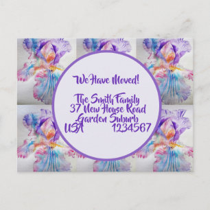Schöne Iris Blumen Neue Adresse Postkarte, Wir Zie Postkarte