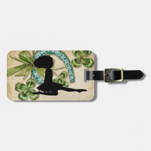 Schöne irische Tänzerin, Kleeblatt und Horseshoe Gepäckanhänger