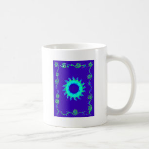 Schöne irisierende blaue Blumen-Kunst-Ölgemälde Kaffeetasse