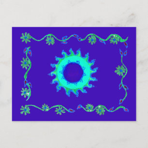 Schöne irisierende blaue Blumen-Kunst-Ölgemälde  Postkarte