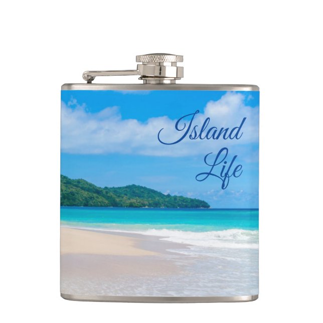 Schöne Island Life Tropical Beach Foto Flasche Flachmann (Vorderseite)