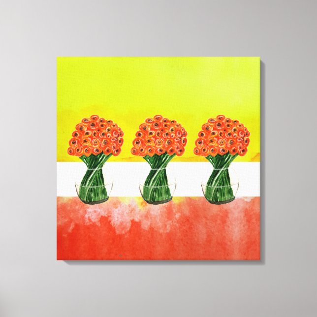 Schöne italienische Ranunculus Floral Wasserfarbe Leinwanddruck (Vorderseite)