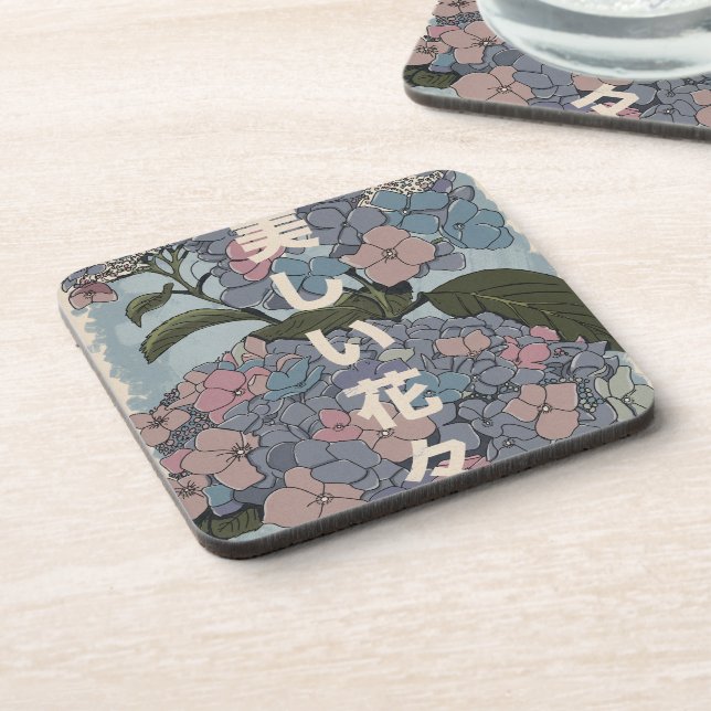 Schöne japanische Blumen Getränkeuntersetzer (Linke Seite)