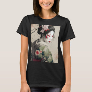 Schöne japanische Dunkle Geisha Sakura Blüten Kim T-Shirt