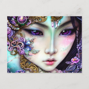 Schöne japanische Girl Gothic-Fantasie Postkarte
