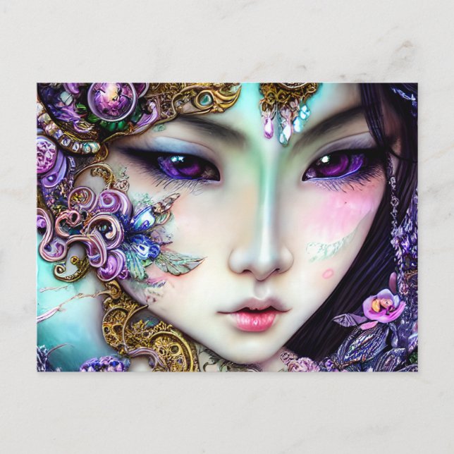 Schöne japanische Girl Gothic-Fantasie Postkarte (Vorderseite)