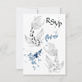 Schöne japanische Koi Fish Hochzeit RSVP Karte