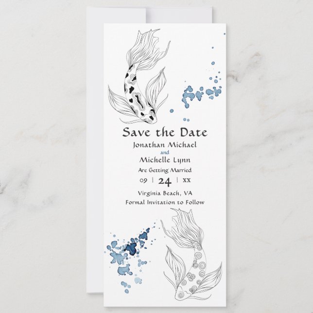 Schöne japanische Koi Fish Hochzeit Save The Date (Vorderseite)