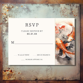 Schöne japanische Koi Fish Orange Beige Wedding RSVP Karte