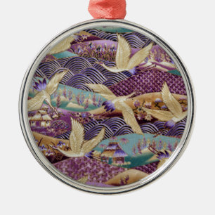 Schöne japanische Krane Ornament Aus Metall