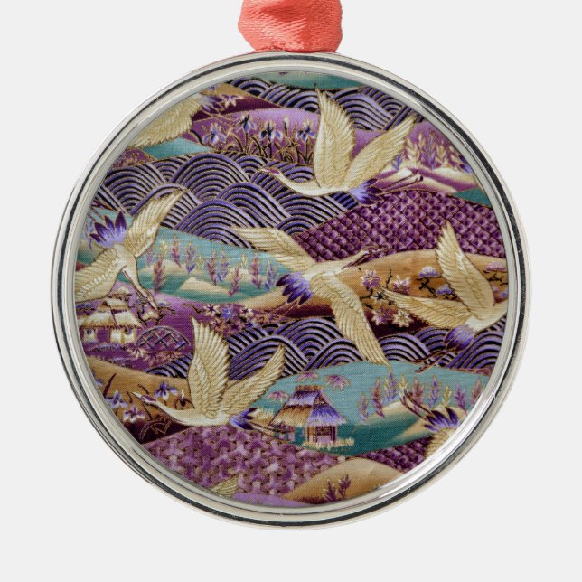 Schöne japanische Krane Ornament Aus Metall (Vorne)