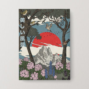 Schöne japanische Landschaft Button
