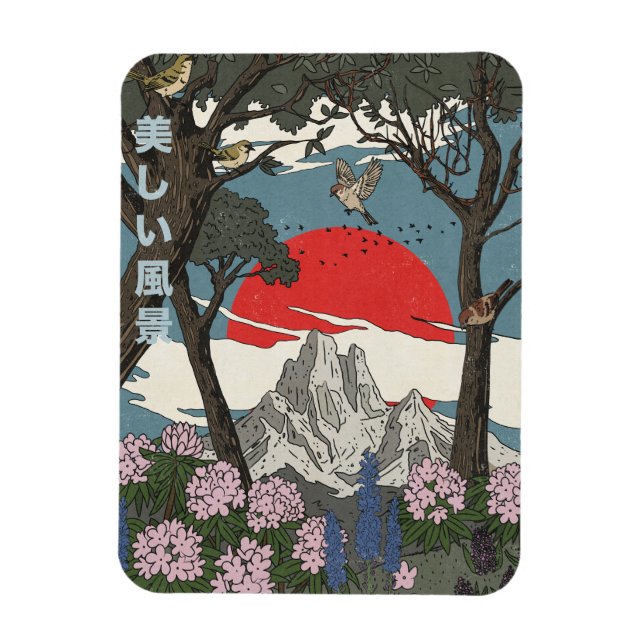 Schöne japanische Landschaft Magnet (Vertikal)