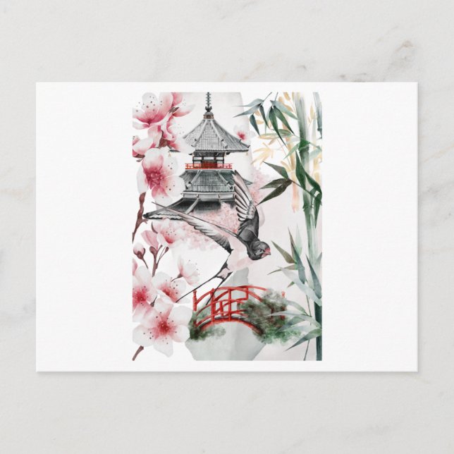 Schöne japanische Landschaft Postkarte (Vorderseite)