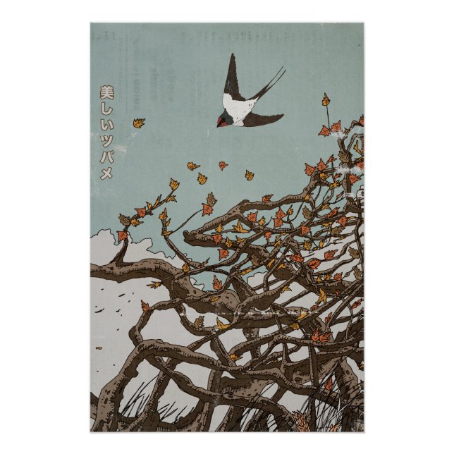 Schöne japanische Schwalbe  Poster (Vorderseite)