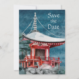 Schöne japanische Tempel Nachtzeit Natur Hochzeit Save The Date