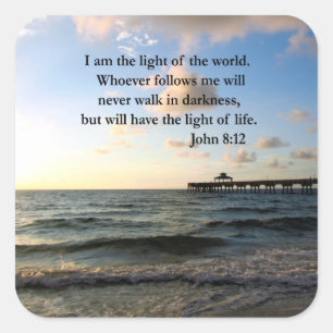 SCHÖNE JOHN 8:12 FOTO-DESIGN QUADRATISCHER AUFKLEBER