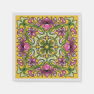 Schöne Jugendstil-Kachel mit Iris-Blume Serviette