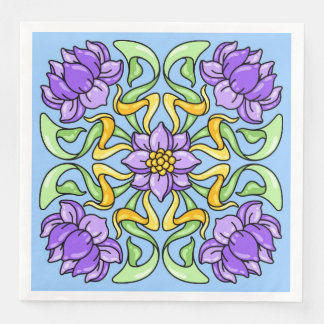 Schöne Jugendstil-Kachel mit violetten Blumen Serviette