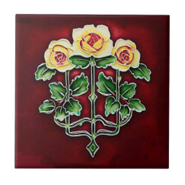 Schöne Jugendstil-Rose Keramik Tile Fliese