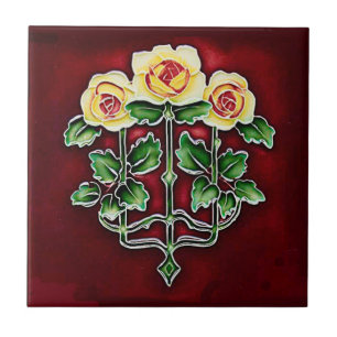 Schöne Jugendstil-Rose Keramik Tile Fliese