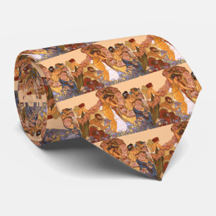 Schöne Jugendstilfrauen mit Iren und Rose Krawatte