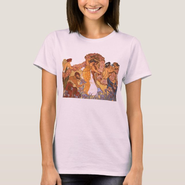 Schöne Jugendstilfrauen mit Iren und Rose T-Shirt (Vorderseite)