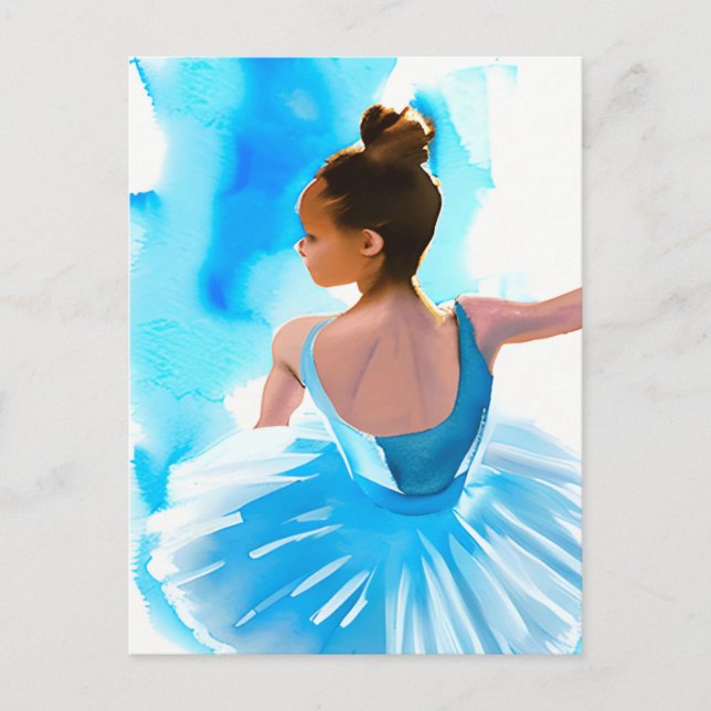 Schöne junge Ballerina in Blue Postkarte (Vorderseite)