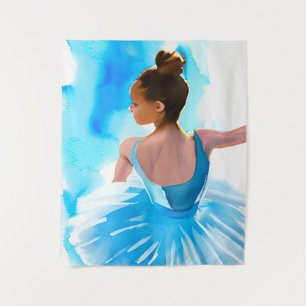 Schöne junge Ballerina in Blue Wandteppich
