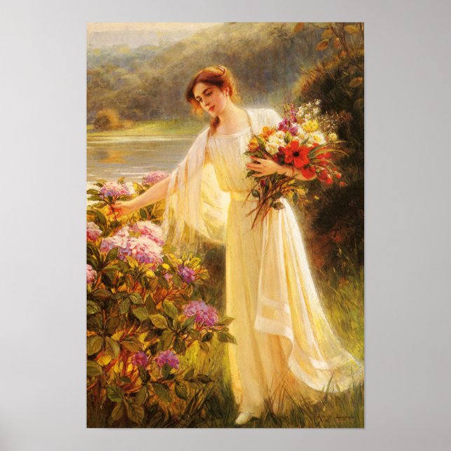 Schöne, junge Dame, Blume, von Albert Lynch, Belle Poster (Vorne)