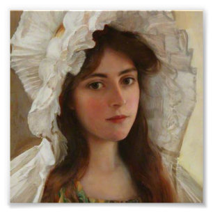 Schöne junge Dame von Albert Lynch, vintage Kunst Fotodruck